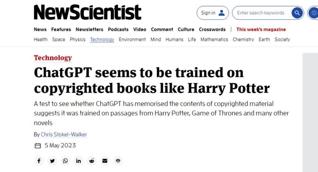 ChatGPT Trained on Copyrighted Content