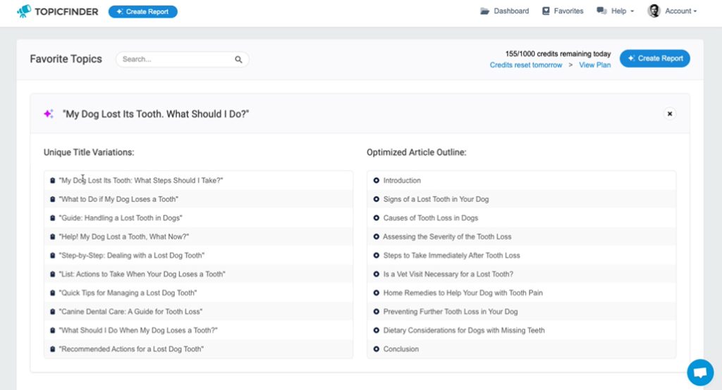 The Topic Finder Keyword Research Tool