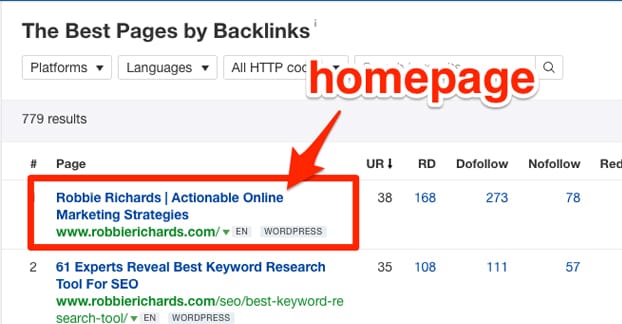Homepage Example Backlinks