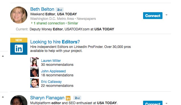 LinkedIn Editor Search Example