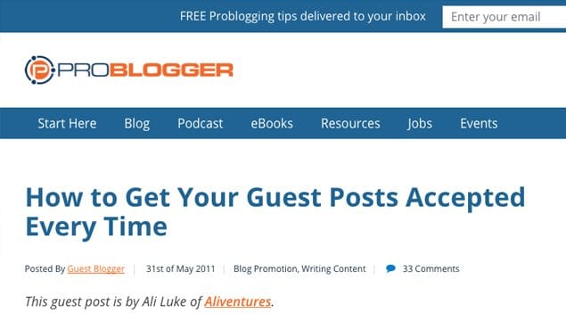 ProBlogger Get Post Accepted