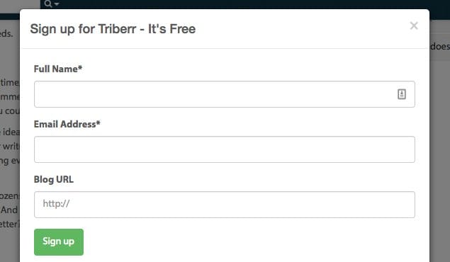 Signing Up for Triberr