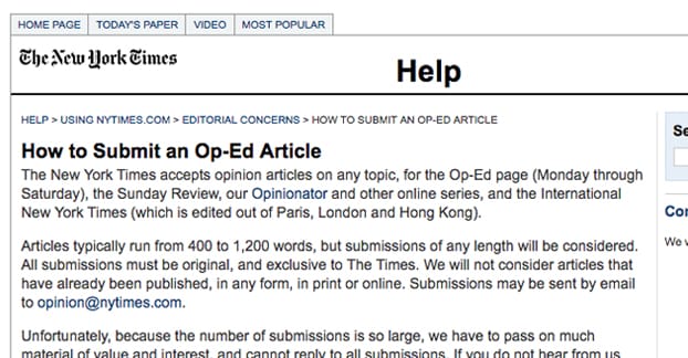 Submit Op-Ed Article New York Times