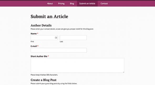 Submit a Post Page