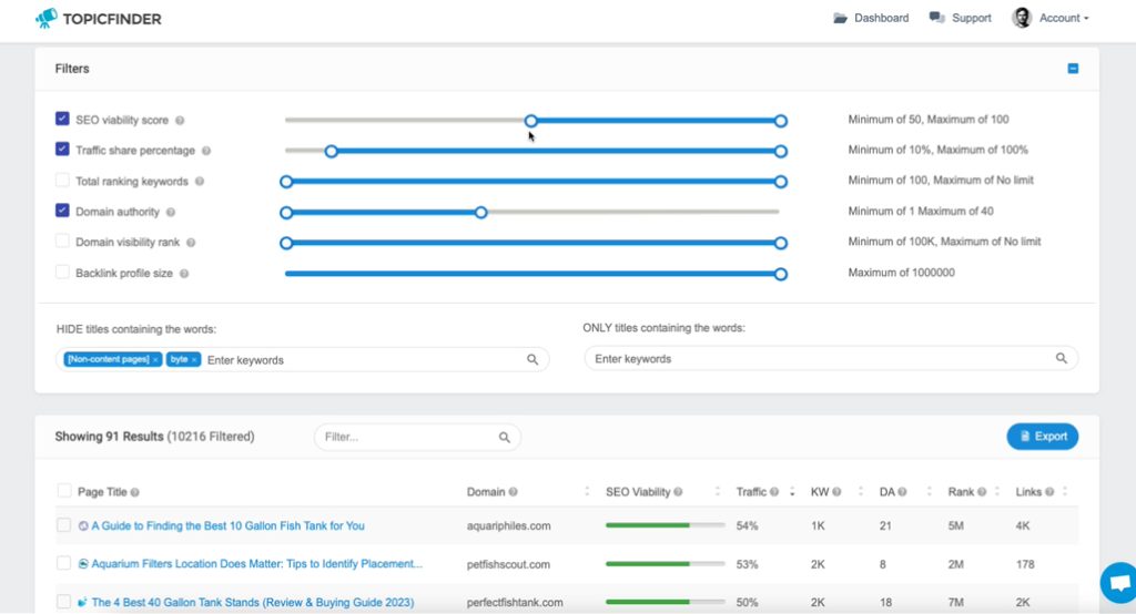 The Topic Finder Keyword Research Tool