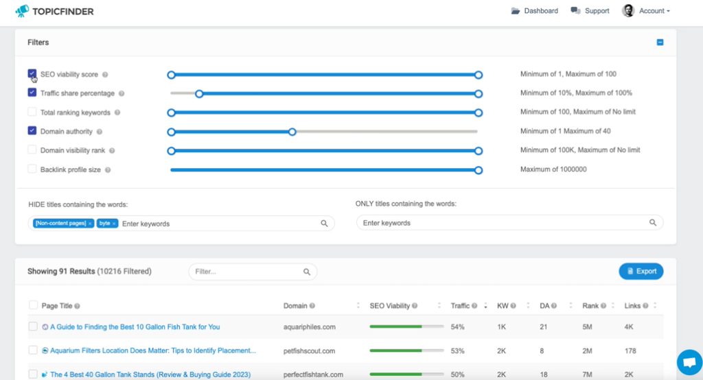 Topic Finder Keyword Research Tool