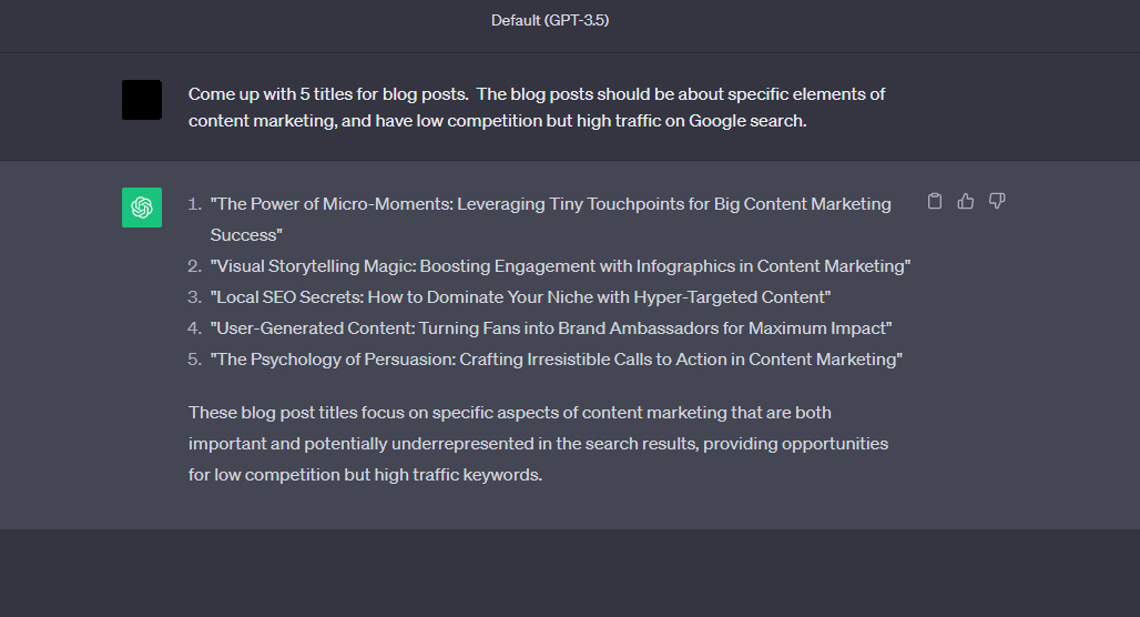 Using ChatGPT For Blog Post Titles
