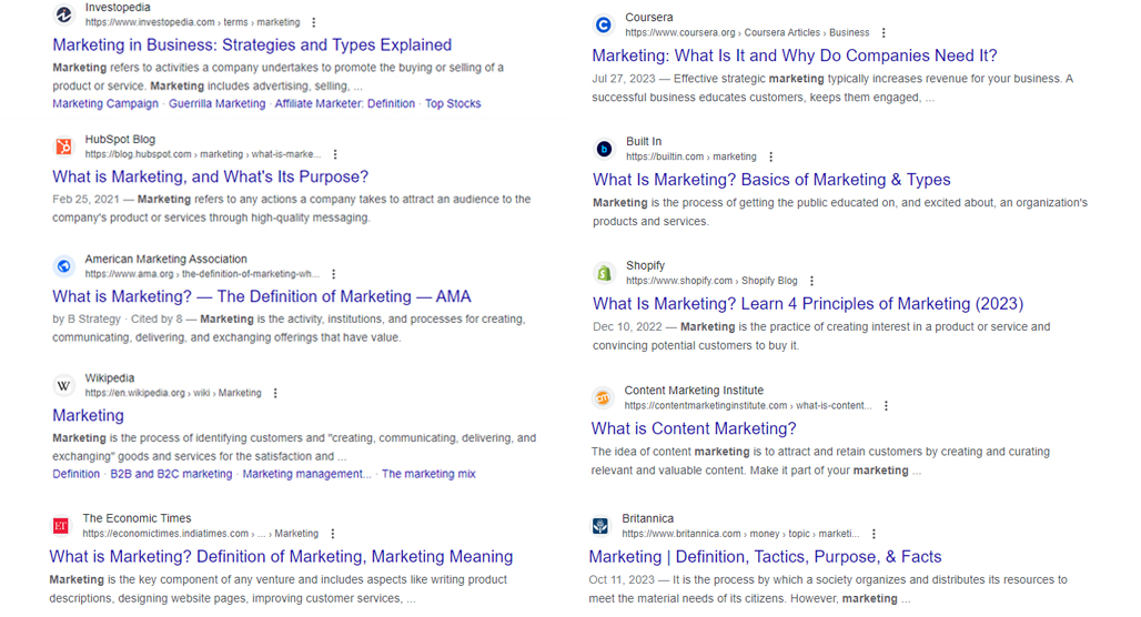 Top Google Results For Marketing