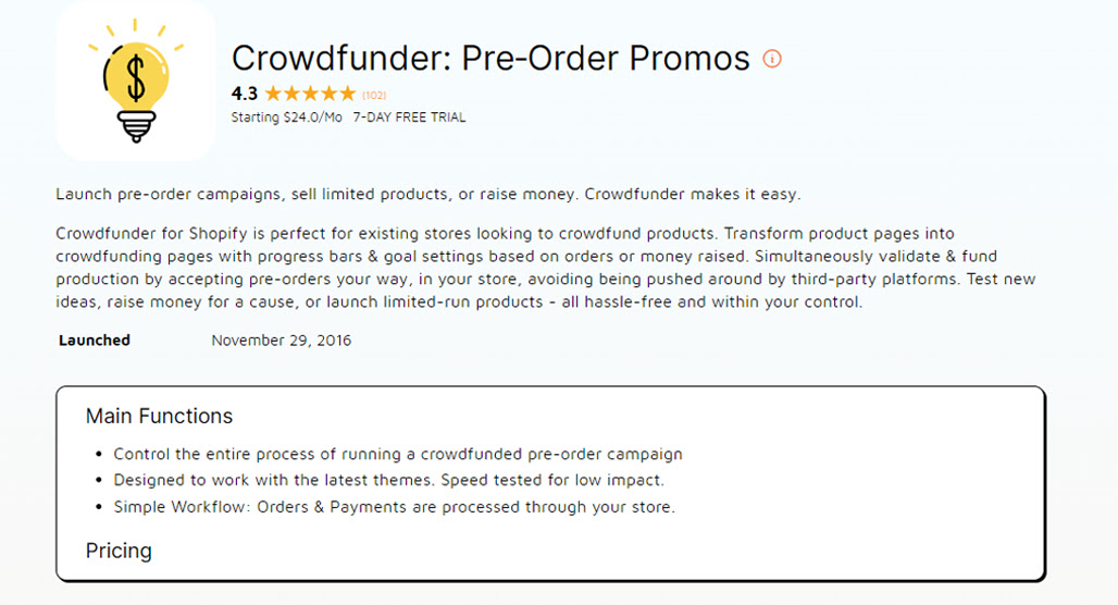 A Product Crowdfunding Application