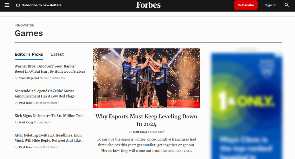 Forbes Gaming Section