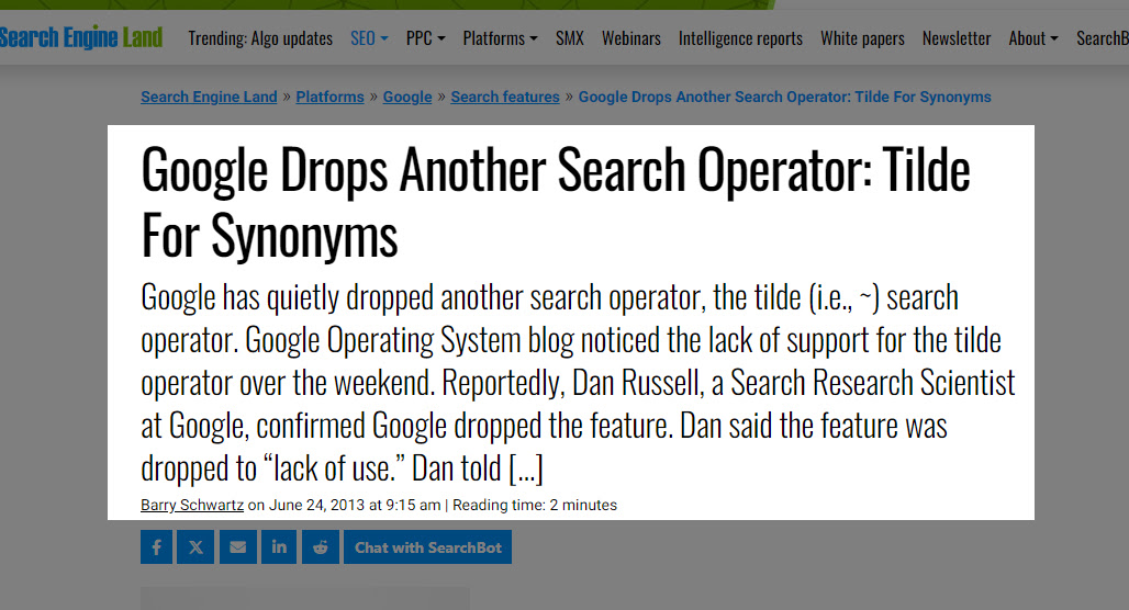 Google Drops Another Search Operator