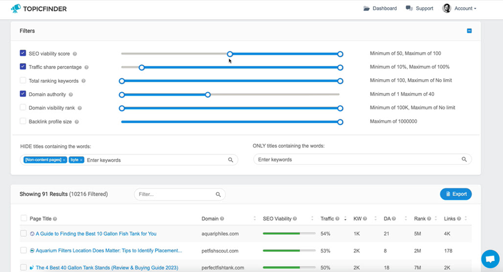 Using Topicfinder for Keyword Research