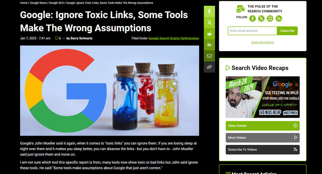 Google Ignore Toxic Links