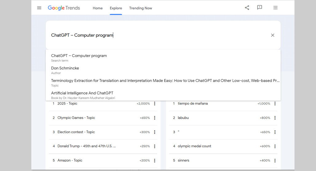 Google Trends Explore Tab